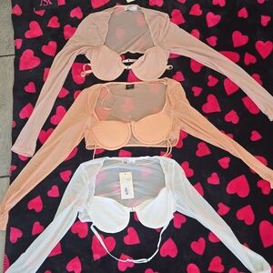 ✨NEW Long Sleeve Mesh‎ Corset Tops (Set of 3)✨